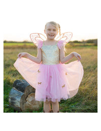 Robe de papillon rose avec ailes 5-7 ans