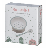 Set bol ventouse + cuillère "Les Lapins"