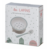 Set bol ventouse + cuillère "Les Lapins"