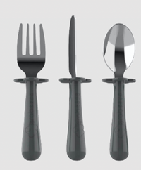 Set de 3 couverts ergonomiques inox - Gris